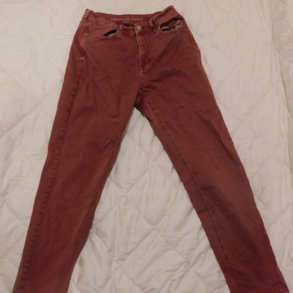 American Eagle Red Mom Jeans